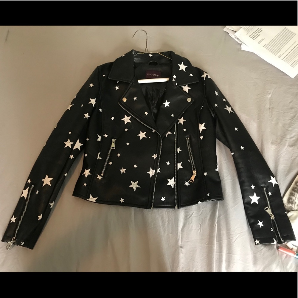 black leather star jacket